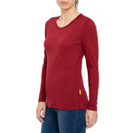 MENIQUE Long Sleeve Crew 100% Merino Wool Womens Shirt Royal Cherry