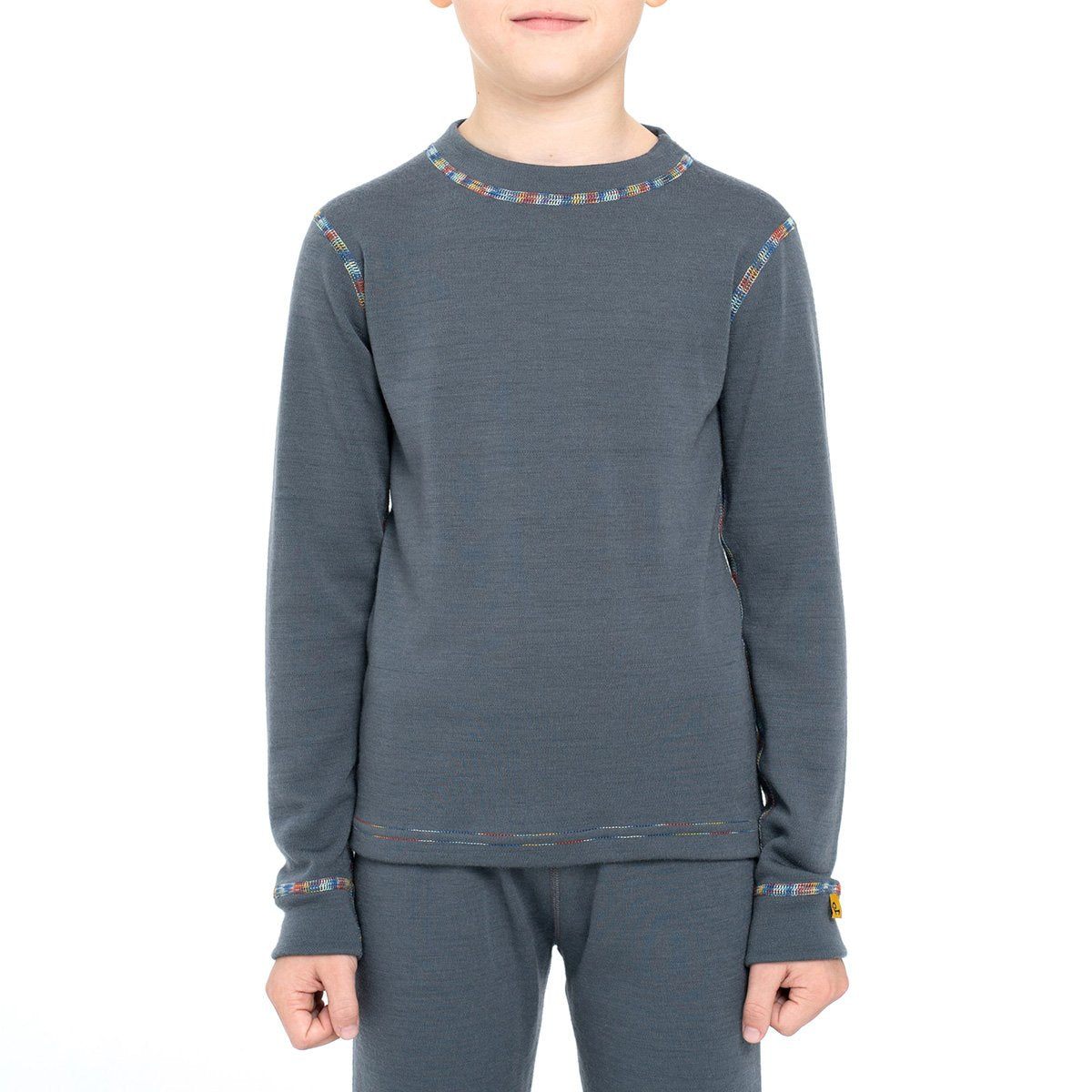 MENIQUE Long Sleeve Crew 100% Merino Wool Kids Shirt Perfect Grey