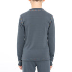 MENIQUE Long Sleeve Crew 100% Merino Wool Kids Shirt Perfect Grey