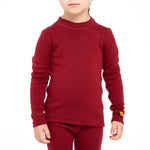 MENIQUE Long Sleeve Crew 100% Merino Wool Kids Shirt Denim