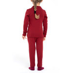 MENIQUE Long Sleeve & Bottom 2-Piece Royal Cherry