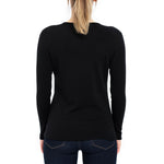 MENIQUE Long Sleeve Crew 100% Merino Wool Womens Shirt Black