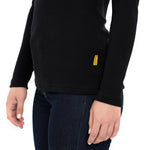 MENIQUE Long Sleeve Crew 100% Merino Wool Womens Shirt Black