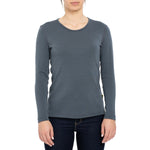 MENIQUE Long Sleeve Crew 100% Merino Wool Womens Shirt Perfect Grey