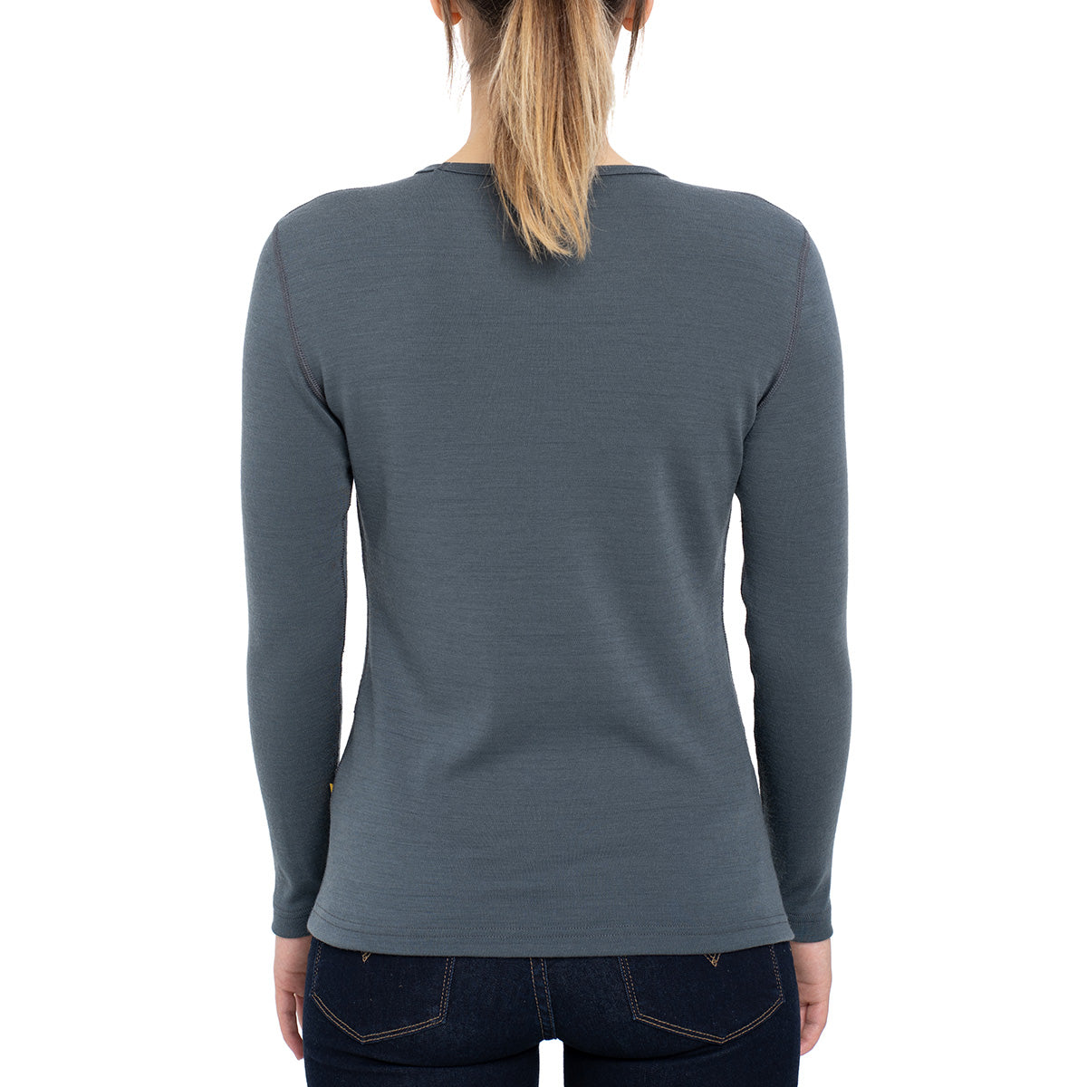 MENIQUE Long Sleeve Crew 100% Merino Wool Womens Shirt Perfect Grey