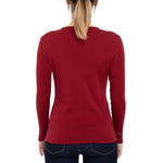 MENIQUE Long Sleeve Crew 100% Merino Wool Womens Shirt Royal Cherry