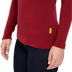 MENIQUE Long Sleeve Crew 100% Merino Wool Womens Shirt Royal Cherry