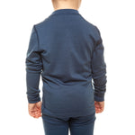 MENIQUE Long Sleeve Crew 100% Merino Wool Kids Shirt Denim