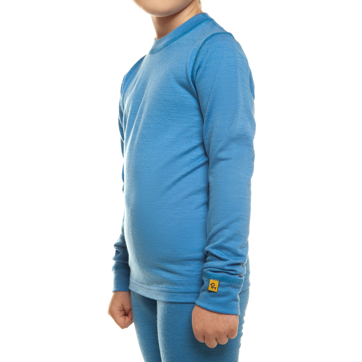 MENIQUE Long Sleeve Crew 100% Merino Wool Kids Shirt Light Blue