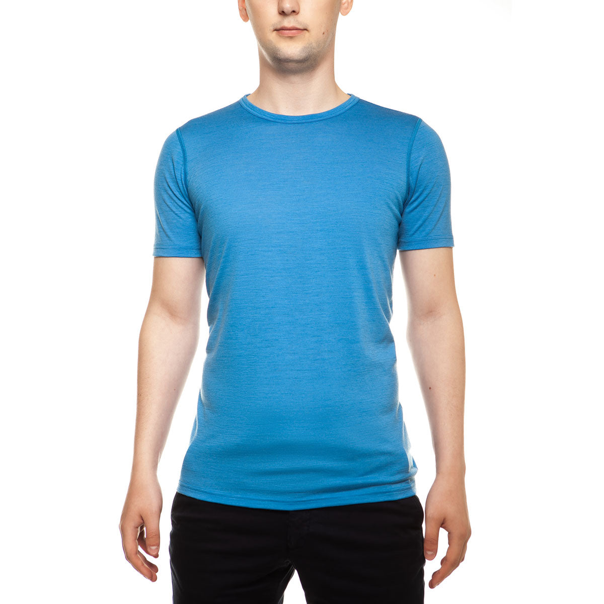 MENIQUE 100% Merino Wool Mens Shirt Light Blue
