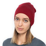 MENIQUE 100% Merino Wool Womens Beanie Royal Cherry