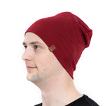 MENIQUE 100% Merino Wool Mens Beanie Royal Cherry