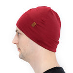 MENIQUE 100% Merino Wool Mens Beanie Royal Cherry