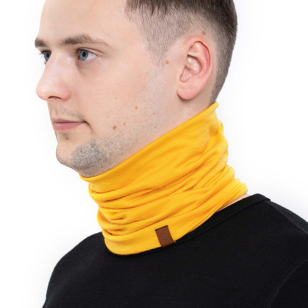 MENIQUE 100% Merino Wool Mens Neck Gaiter Power Mango / Yellow