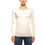 MENIQUE Long Sleeve Crew 100% Merino Wool Womens Shirt Natural