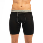 MENIQUE 100% Merino Wool Mens Short Boxer Briefs Black