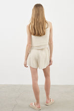 THE HAND LOOM Mia Short - Natural with Gold Stripes