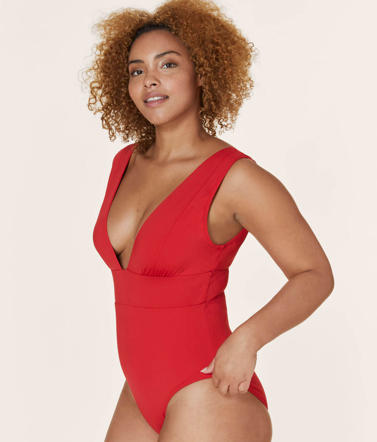 THE HAND LOOM The Mykonos Full Body 100% Organic Cotton Womens One Piece - Flat - Cherry Red - Long Torso