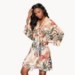 Abstract Floral Kimono Cotton Viscose Womens Robe