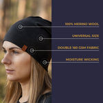 MENIQUE 100% Merino Wool Womens Beanie Black