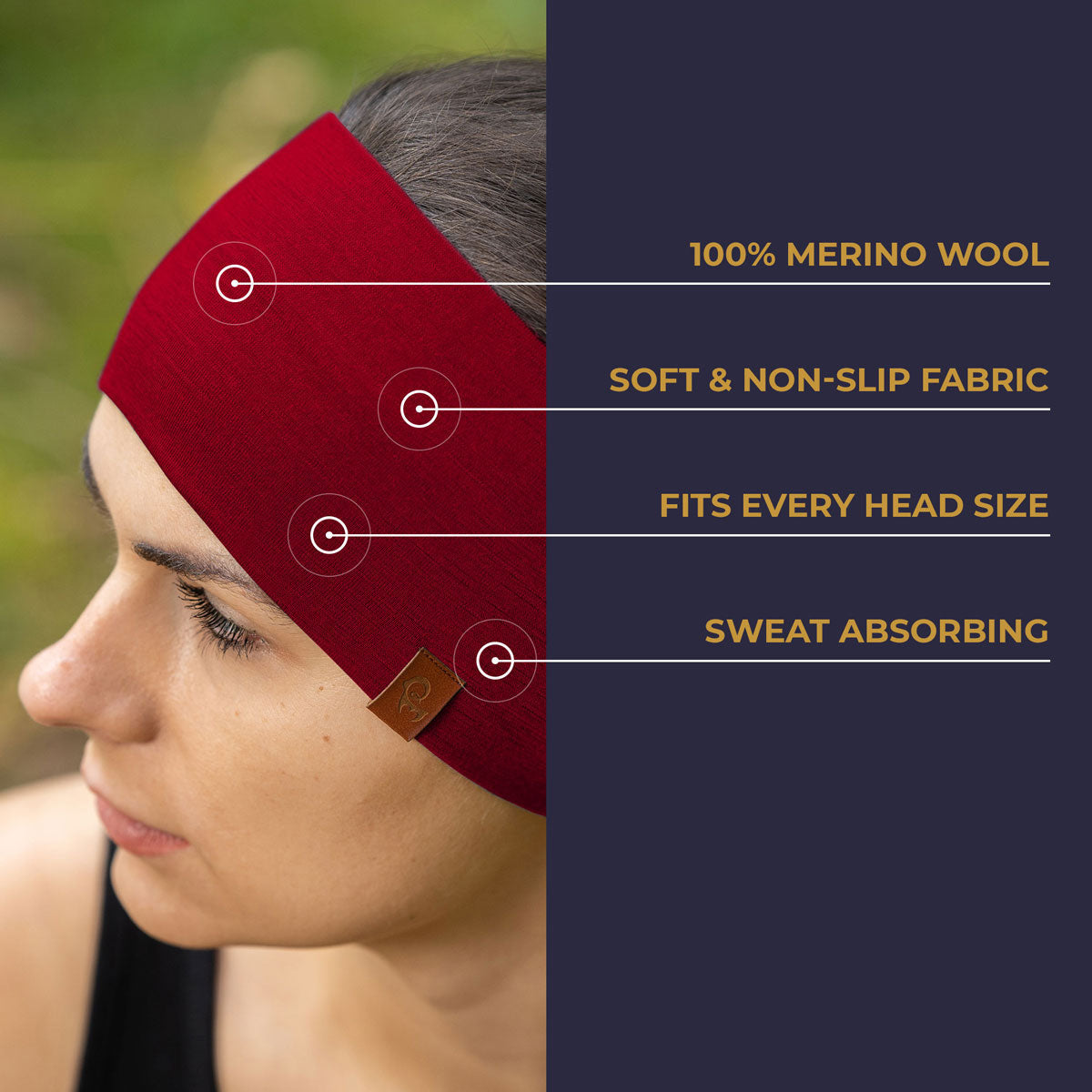 MENIQUE 100% Merino Wool Womens Headbands 2-Pack Royal cherry/Denim
