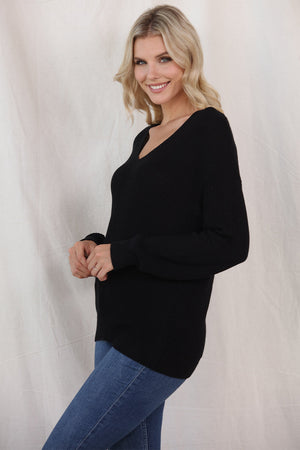 Orchid Oasis V-Neck Long Sleeve Cotton Knit Top | Hypoallergenic - Allergy Friendly - Naturally Free