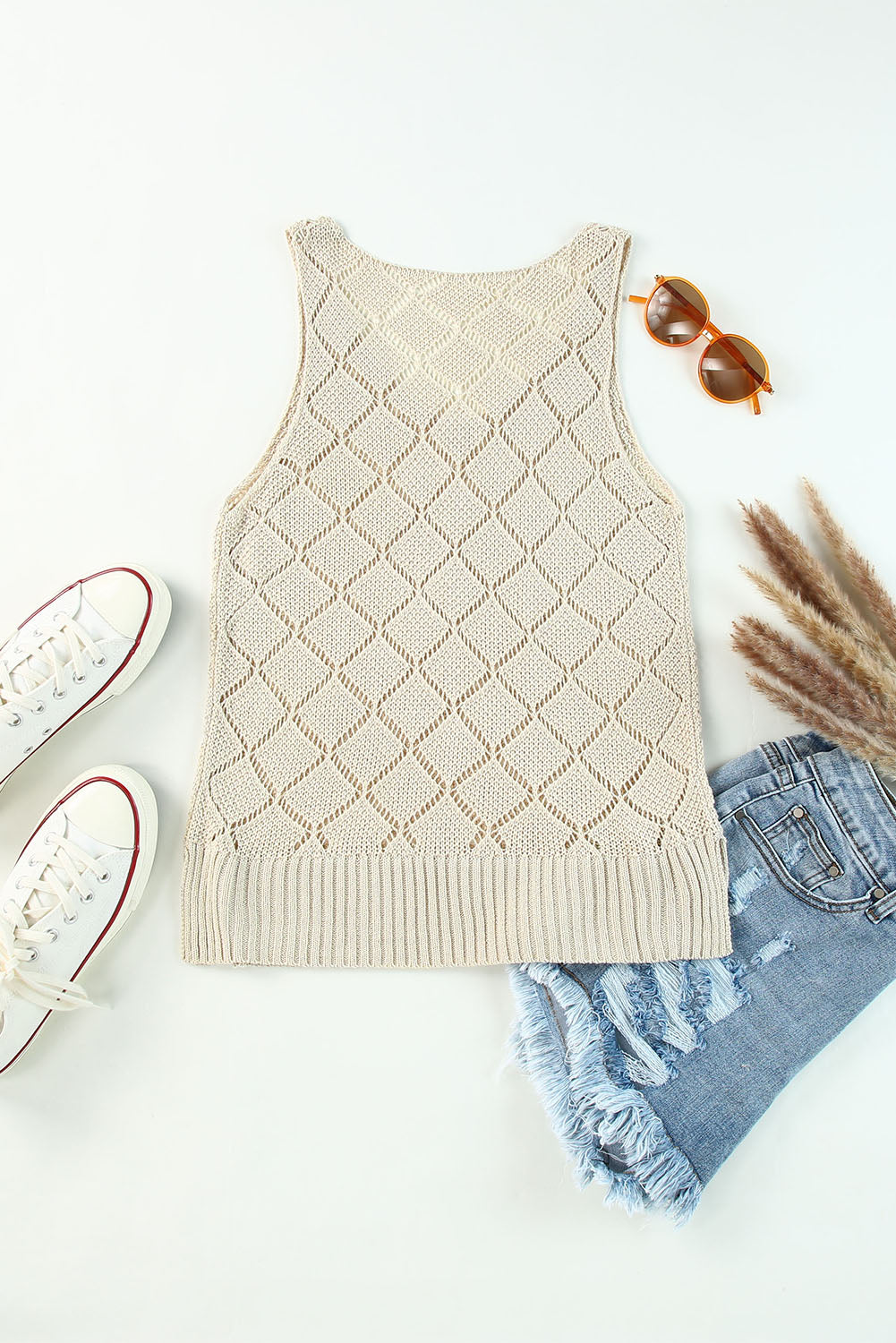 Sand Willow Grove Rhombus Knit Tank Top | Hypoallergenic - Allergy Friendly - Naturally Free