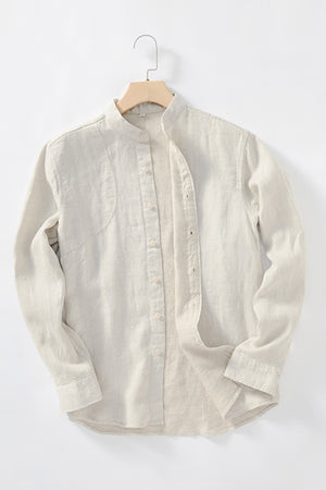 Sandy Beach Long Sleeve 100% Linen Men's Shirt
